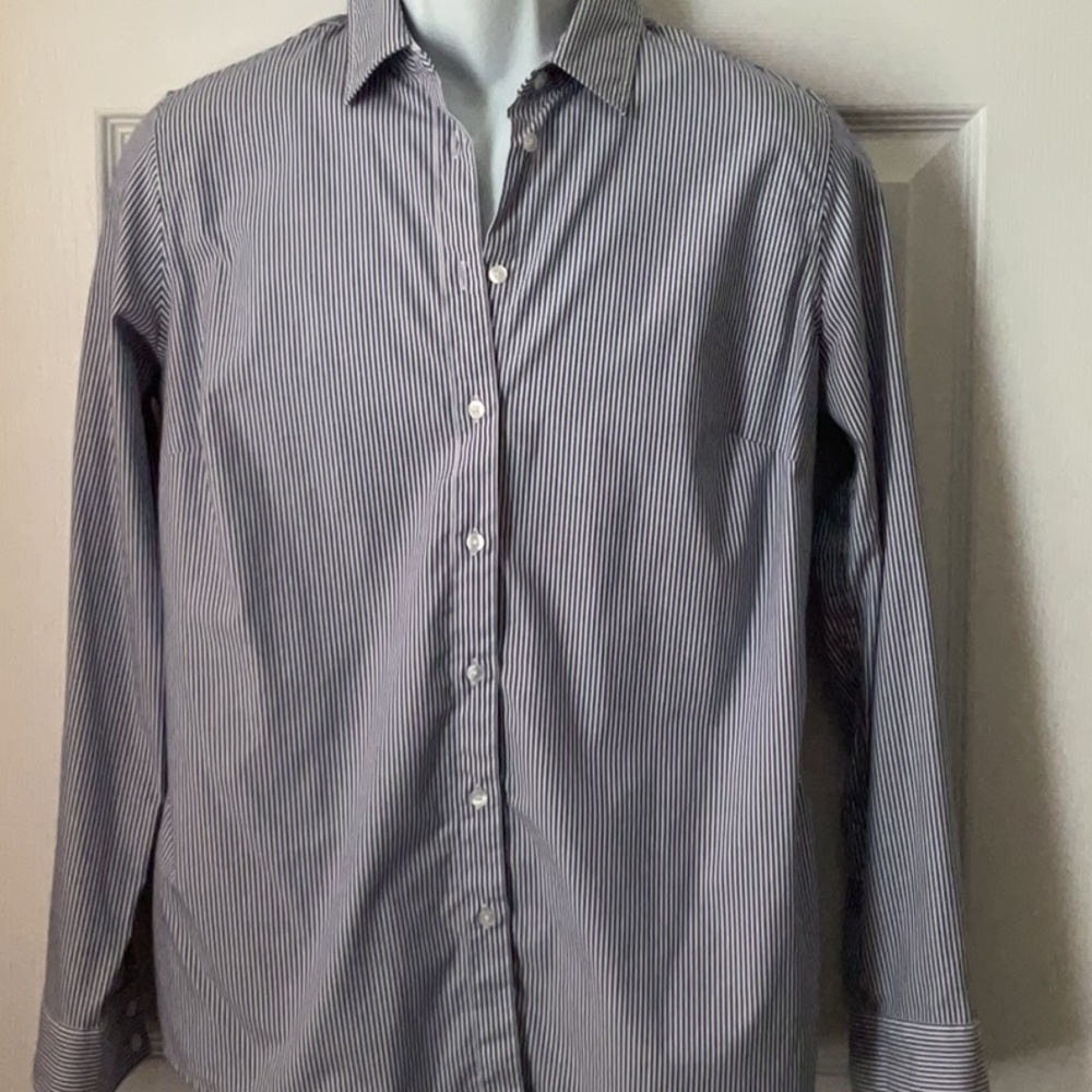 Banana Republic Navy and White Striped Shirt Tailored Fit